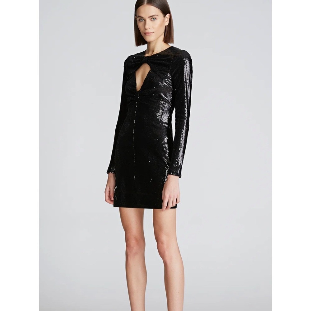 Halston Heritage Kaylee Black Sequin Keyhole Mini Dress Size 4 NWT